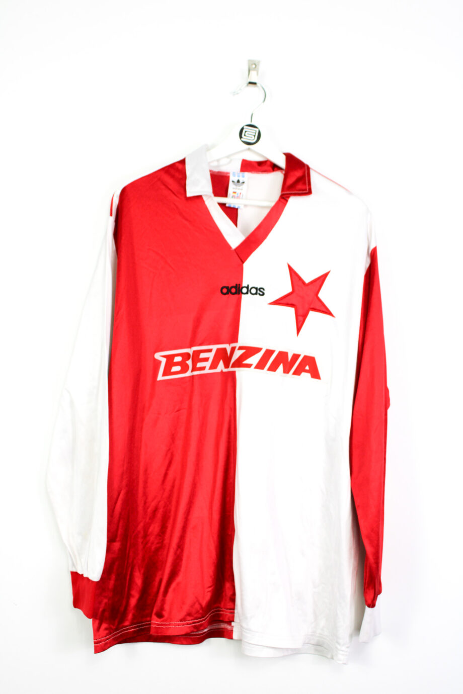 1995-96 Slavia Prague L/S *MATCH WORN* home jersey - XL (#2 LERCH v. BORDEAUX)