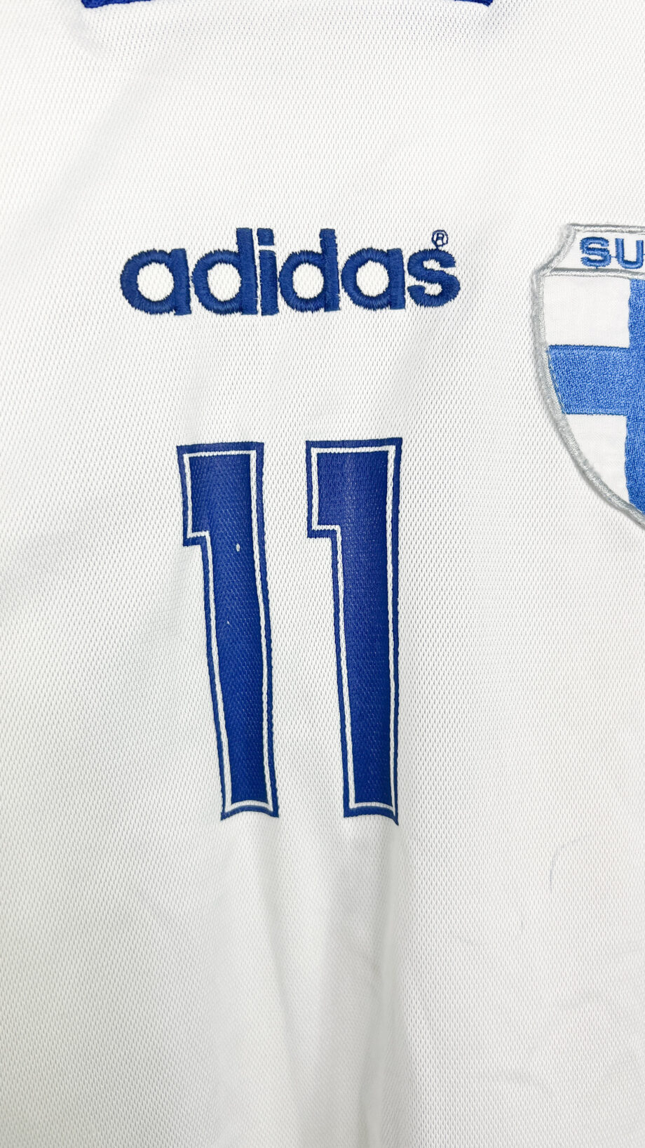 1996 FINLAND *MATCH WORN* home jersey (#11 Vanhala v. Hungary) - XL