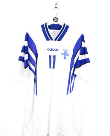1996 FINLAND *MATCH WORN* home jersey (#11 Vanhala v. Hungary) - XL