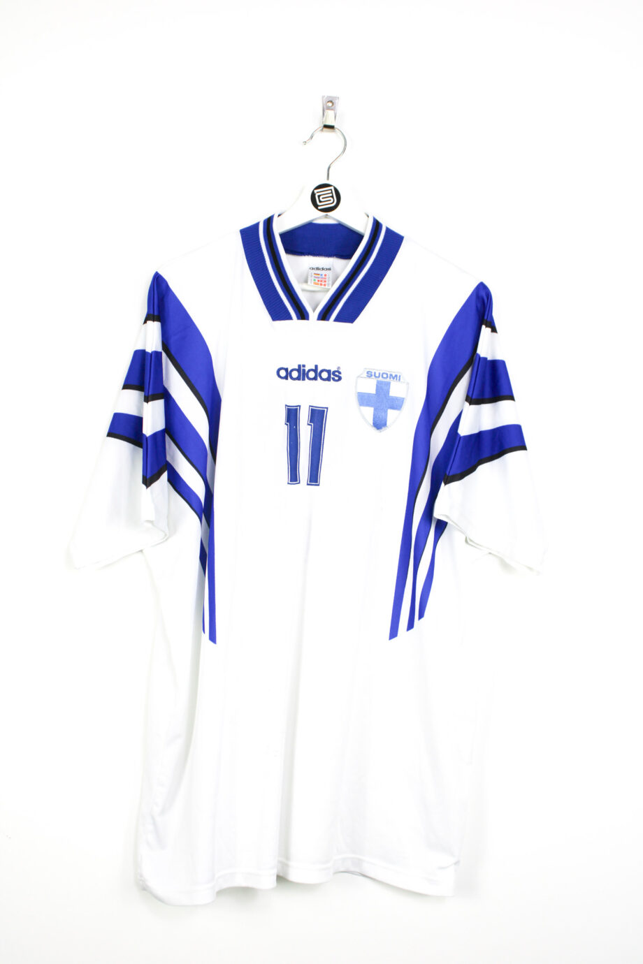 1996 FINLAND *MATCH WORN* home jersey (#11 Vanhala v. Hungary) - XL