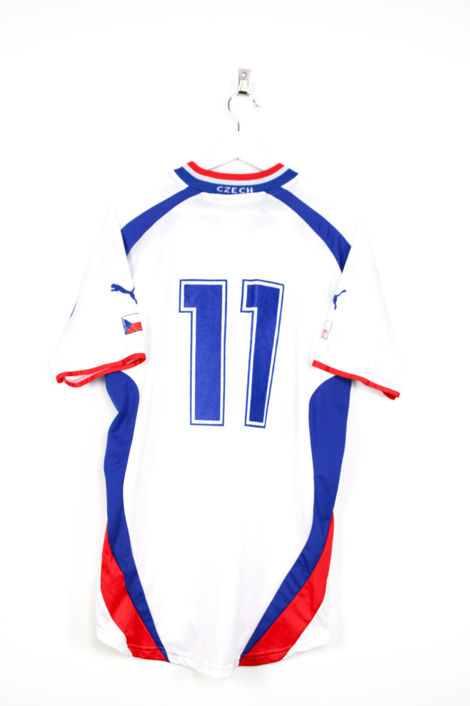 2000-02 CZECH REPUBLIC *MATCH WORN* away jersey (#11 Baroš v. Hungary) - L