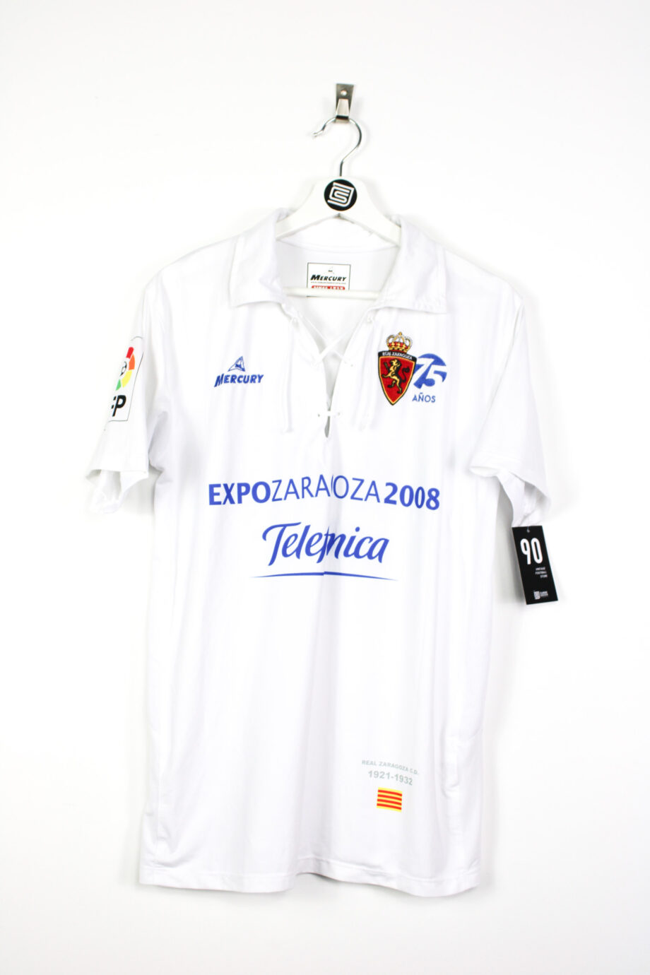 2007-08 Zaragoza *MATCH ISSUE* 75 YEARS home jersey (#20 vs. Juventus) - M