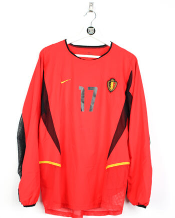 2002-04 Belgium L/S *MATCH WORN* home jersey (#17) - L