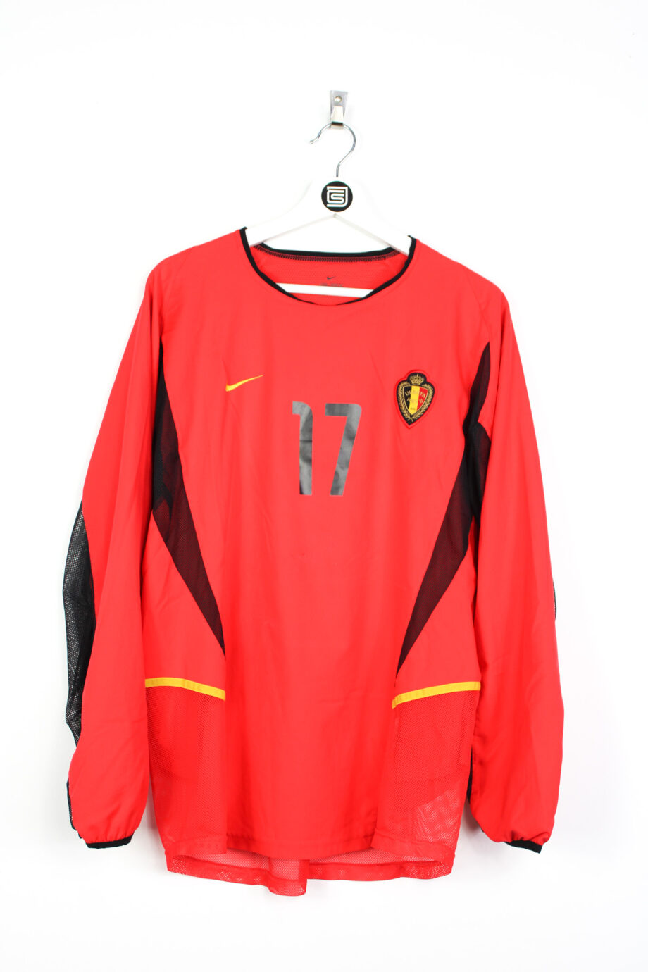 2002-04 Belgium L/S *MATCH WORN* home jersey (#17) - L