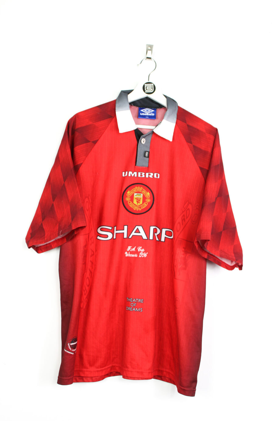 1996-97 Manchester United *FA CUP WINNERS* home jersey (#7 CANTONA) - XXL