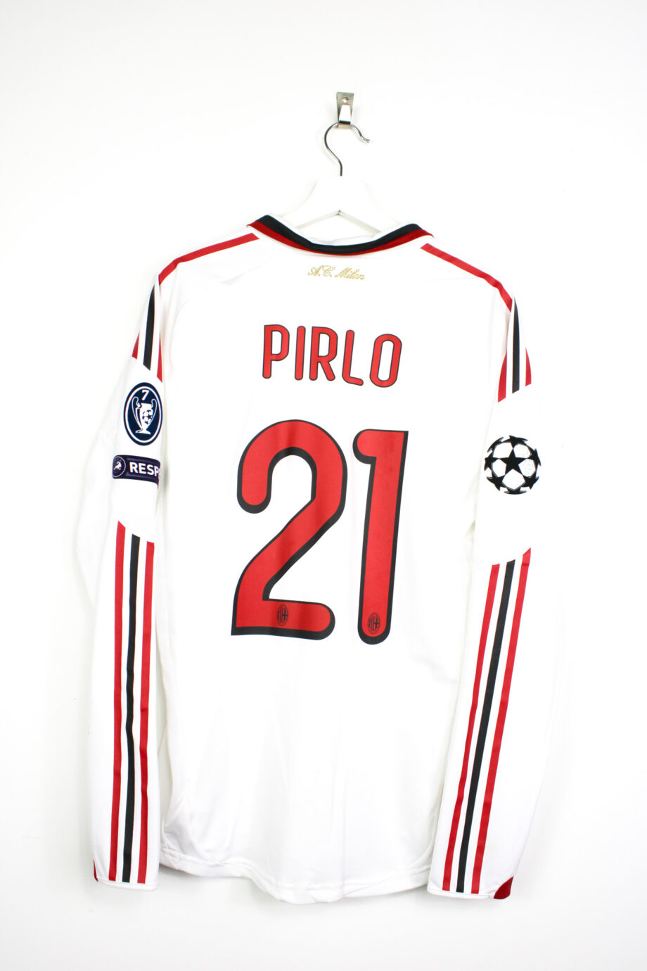 2009-10 AC Milan *MATCH ISSUE* L/S away jersey (#21 PIRLO vs. Marseille) - L